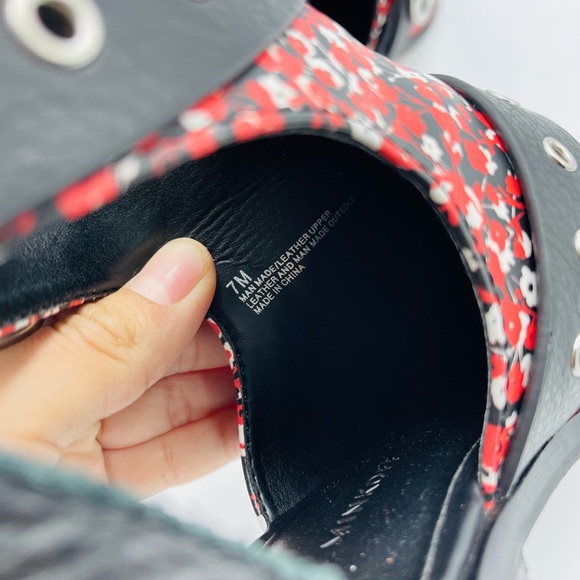 Rebecca Minkoff Kianna Cut Out Red Floral Double Buckle Ankle Boots - Picture 8 of 9